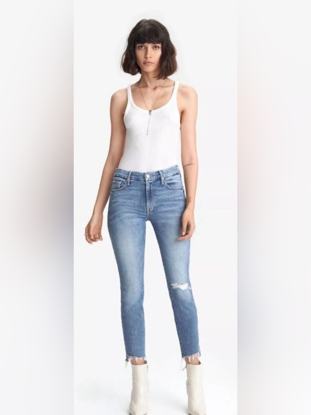 Women’s Mother The Looker Ankle Step Fray Jeans Wash Exposed Secret Sister 28